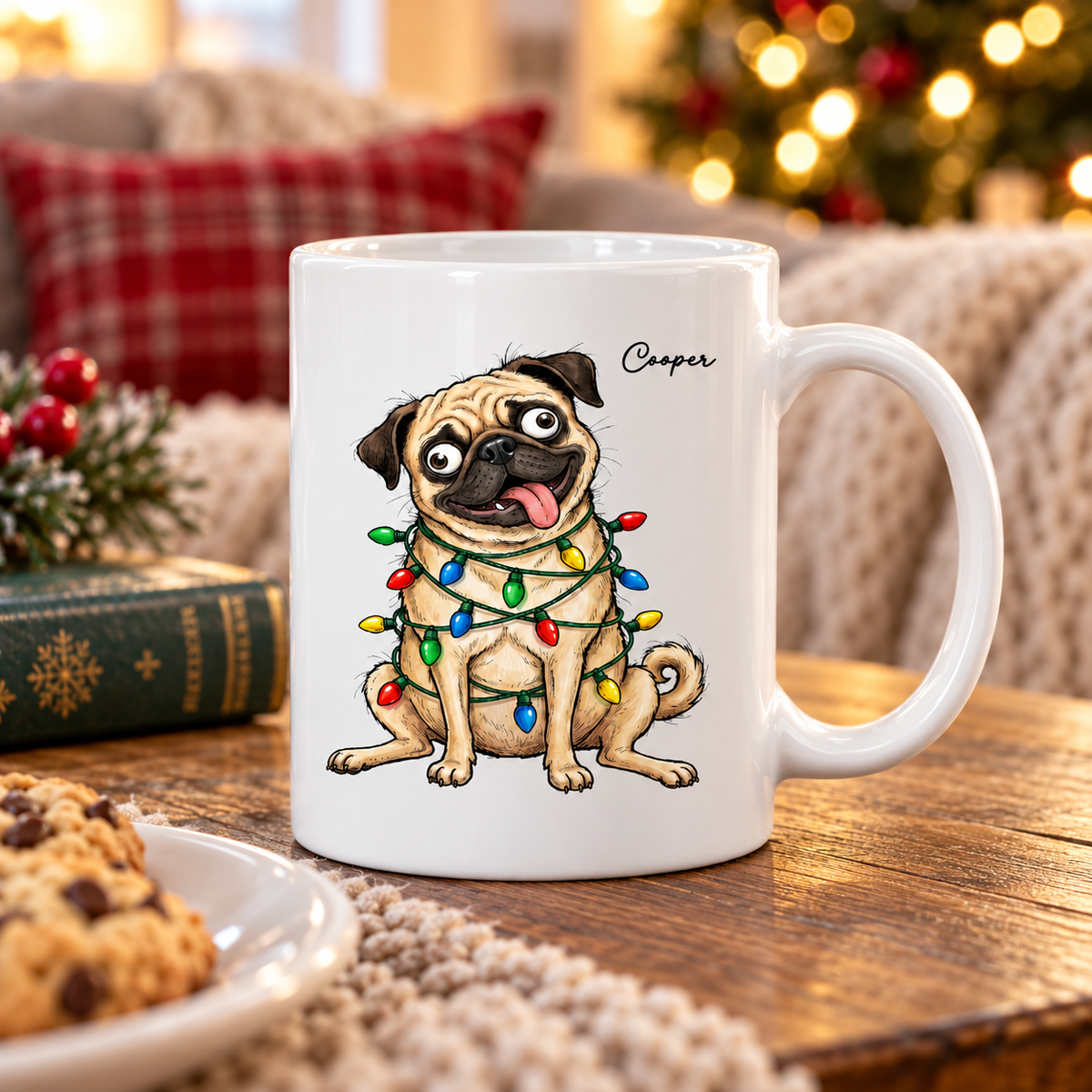Custom Pet Portrait Quirky Silly Dog - Personalized Mug - Funny Christmas Gift For Dog Lover