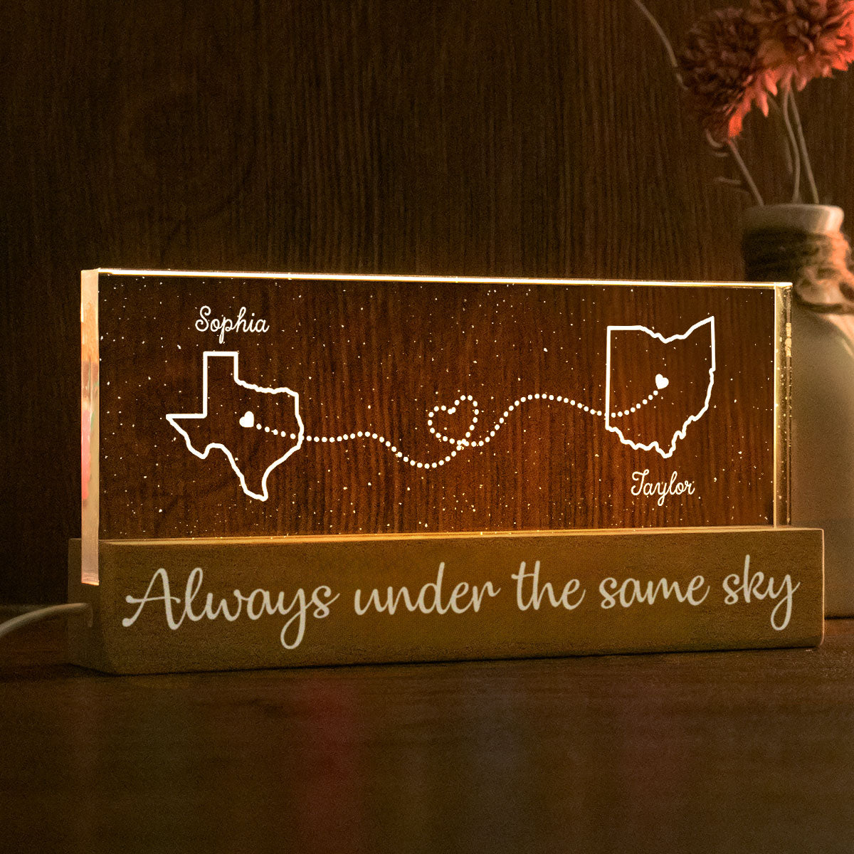I Miss Your Face Long Distance Relationship Gift Couple Best Friend Personalized Block LED Night Light
