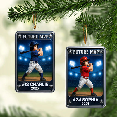 Future MVP Baseball Softball Card - Personalized Acrylic Ornament - Christmas Gift for Sons, Daughters, Grandkids