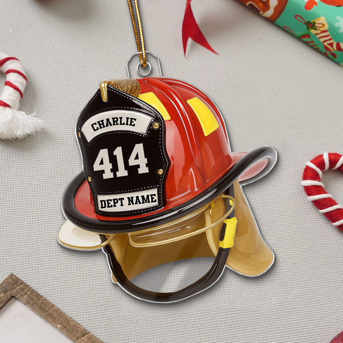 3D Effect Firefighter Helmet - Personalized Acrylic Car Hanger- Gift For Firefighter