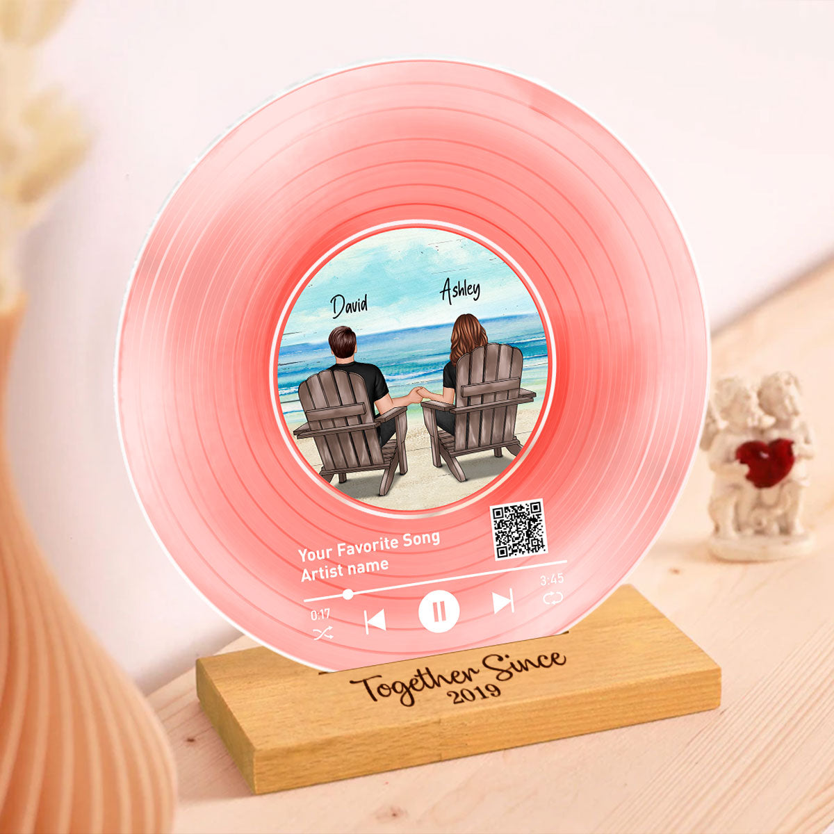 Couple Beach Landscape Personalized Acrylic Song Plaque,  Gift, Anniversary Gift For Couple, For Him, For Her, Husband, Wife