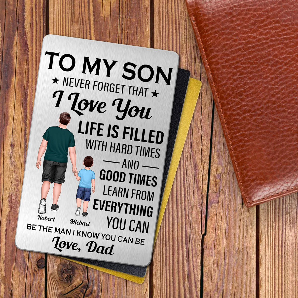 To My Son Never Forget I Love You Personalized Metal Wallet Card