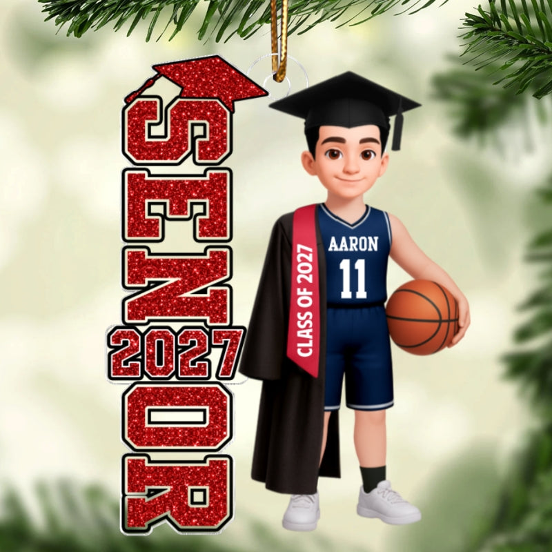 Basketball Senior 2026 2027 - Personalized Acrylic Ornament - Christmas Gift For Seniors, Daughter, Son, Granddaughters, Grandsons