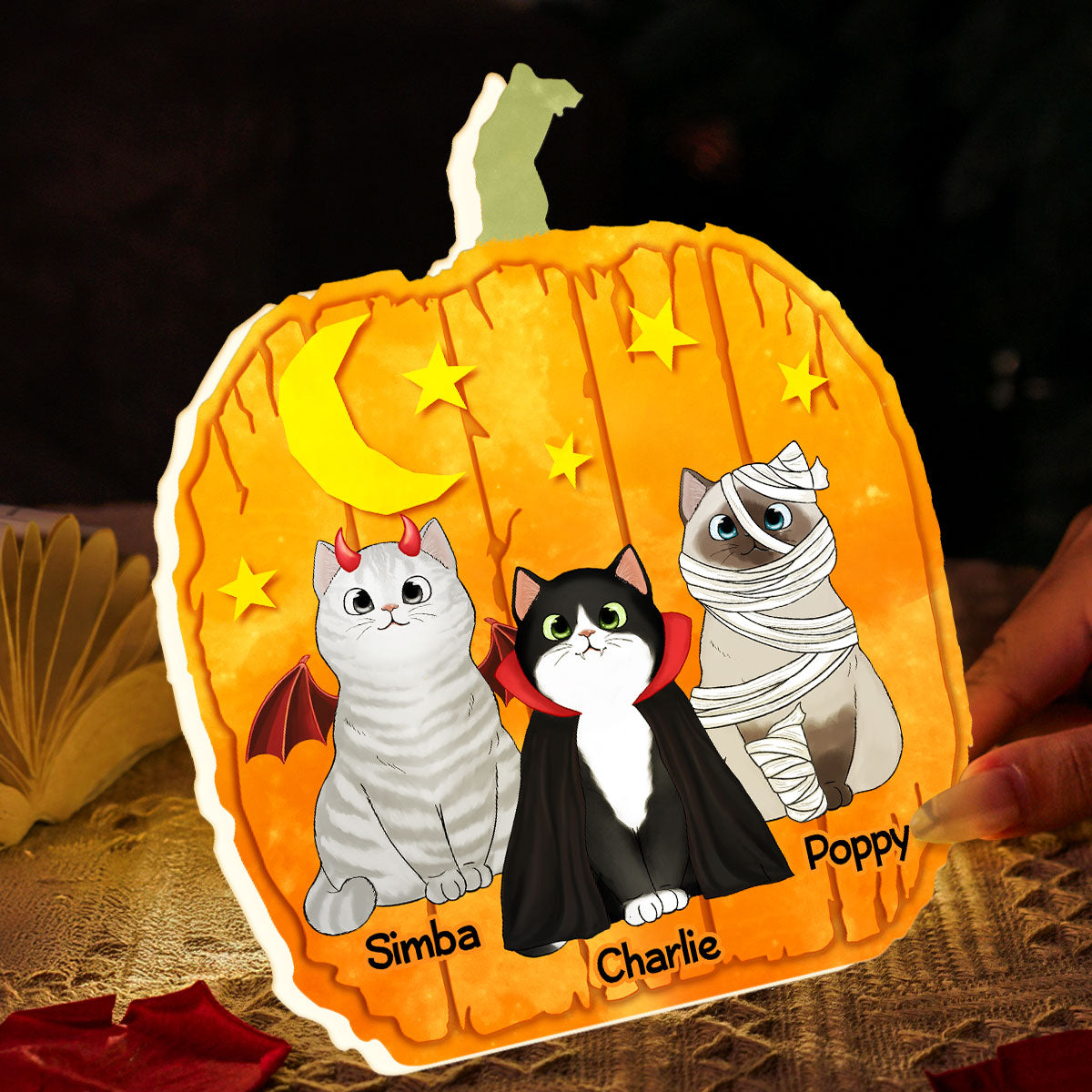 Halloween Cat Pumpkin Shaped Personalized Light Box