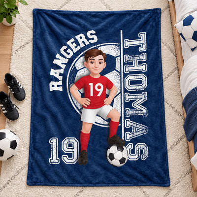 Custom Team Name Soccer Player - Personalized Fleece Blanket - Soccer Senior Gift, Christmas Gift for Daughter, Son, Grandkids