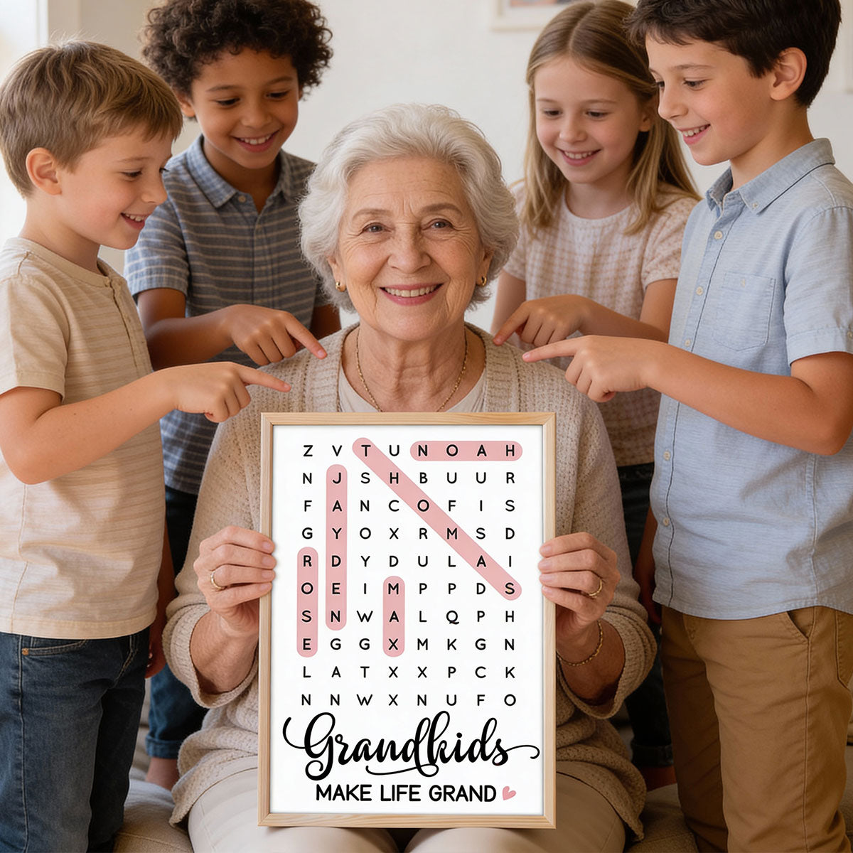 Grandkids Make Life Grand Word Search - Personalized Poster - Mother's Day Gift For Grandma