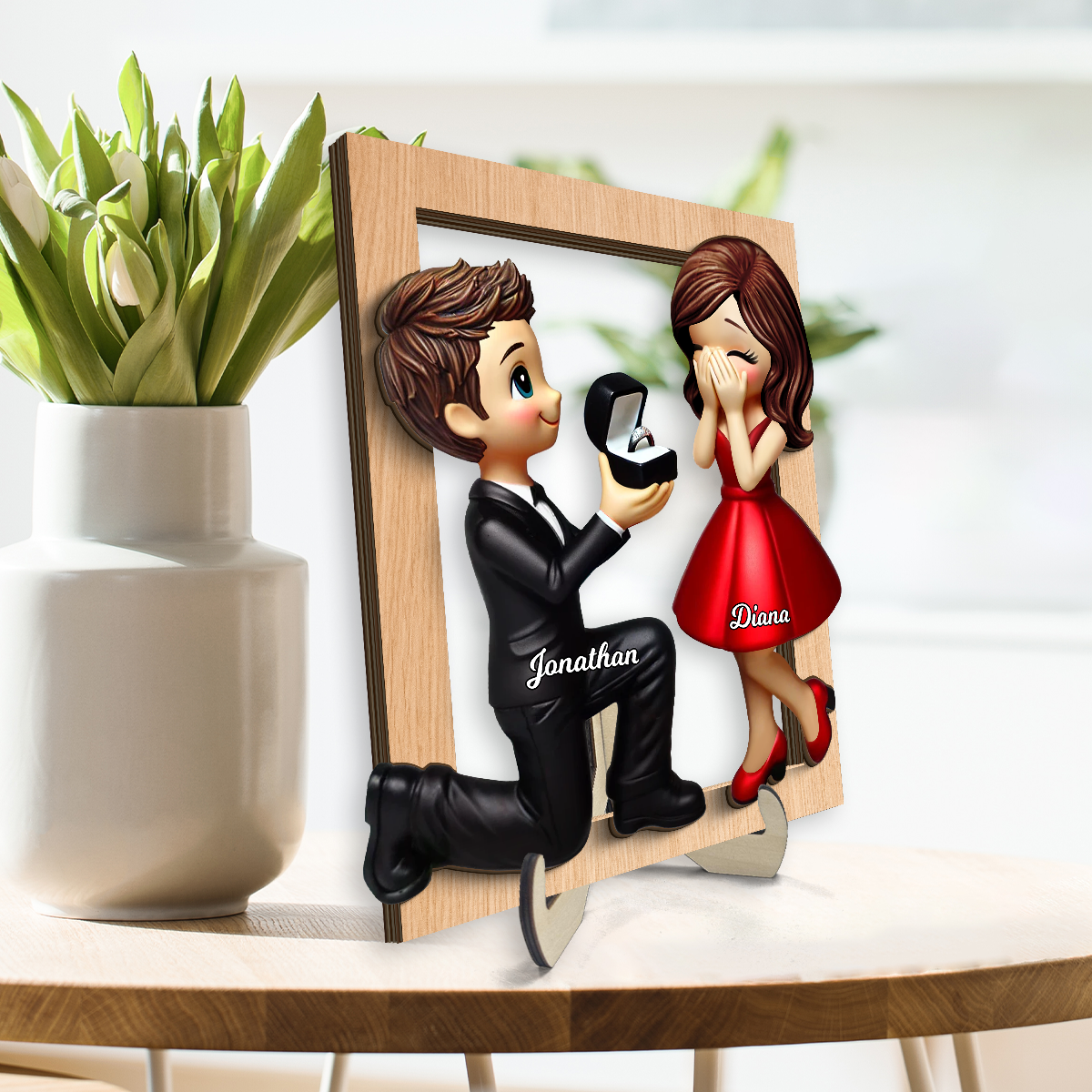 Marriage Proposal Frame 2-layer Wooden Plaque, Personalized Newly Engaged Present, She Said Yes!, Custom Just Engaged  Gifts for Couples