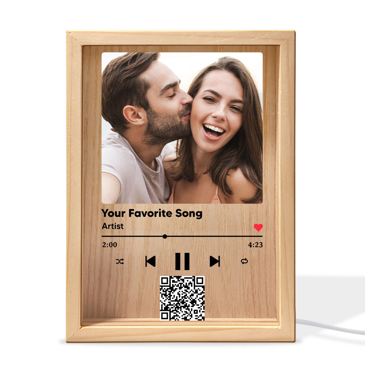 Favorite Song Title QR Code Personalized Photo Frame Light Box