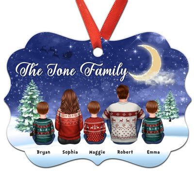 Family Dogs Sitting In Snow Personalized Christmas Ornament