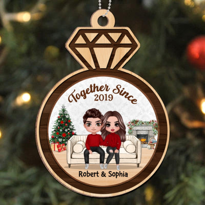 Doll Couple In The Ring Personalized Wooden Ornament