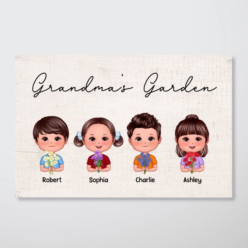 Grandkids Birth Month Flower Grandma's Garden Personalized Poster