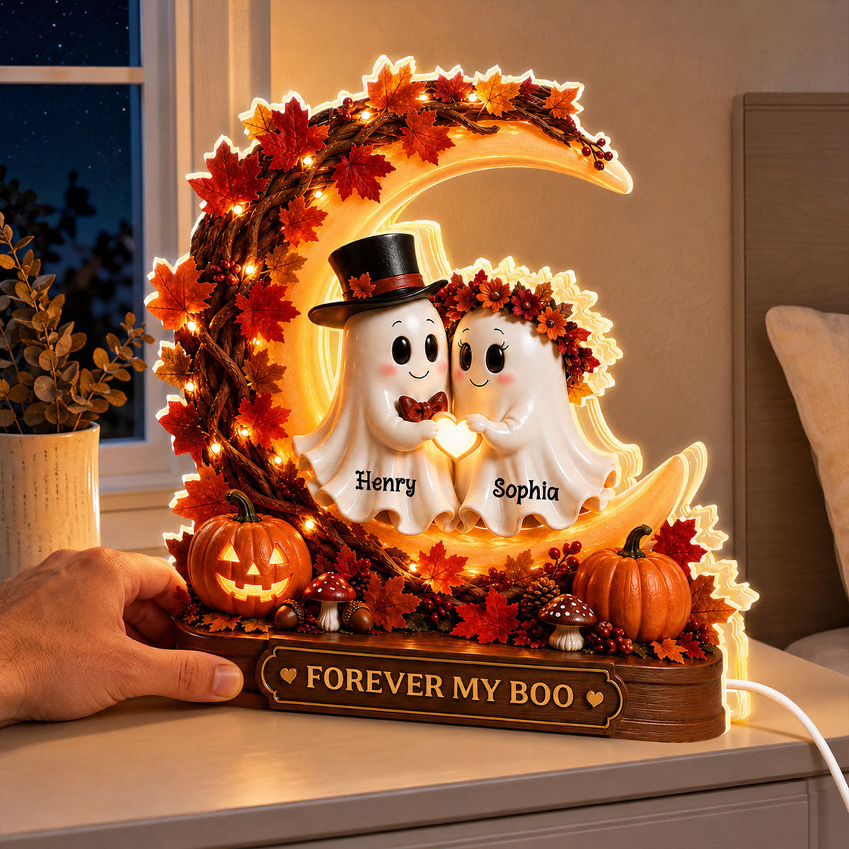Forever My Boo Ghost Couple - Personalized Light Box - Halloween Fall Season Gift For Him, Her