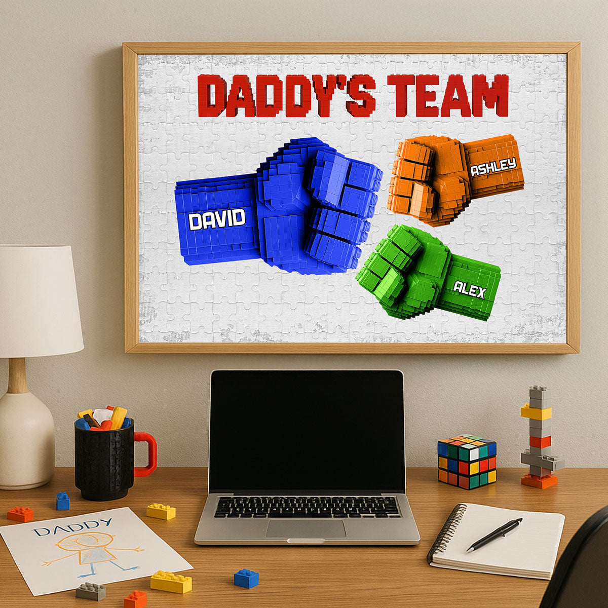 3D Effect Fist Bump Block Daddy Team Personalized Poster