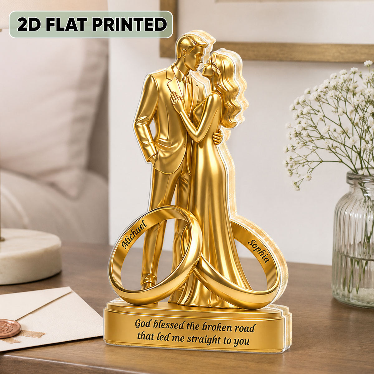 Wedding Couple Romantic Anniversary - Personalized Acrylic Block Plaque - Anniversary Gift, Gift For Couple