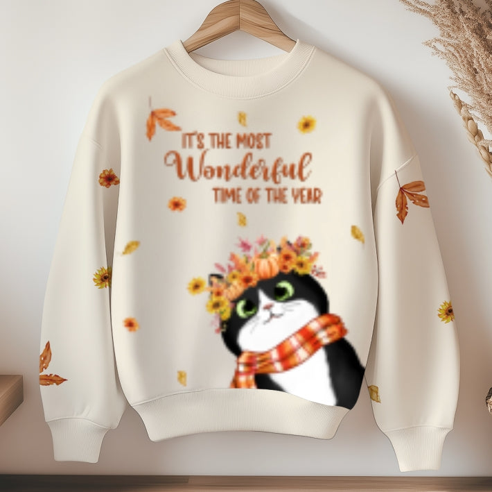 Hello Fall Cute Peeking Cats Fall Season Personalized Sweatshirt, Purrfect Gift for Cat Lover