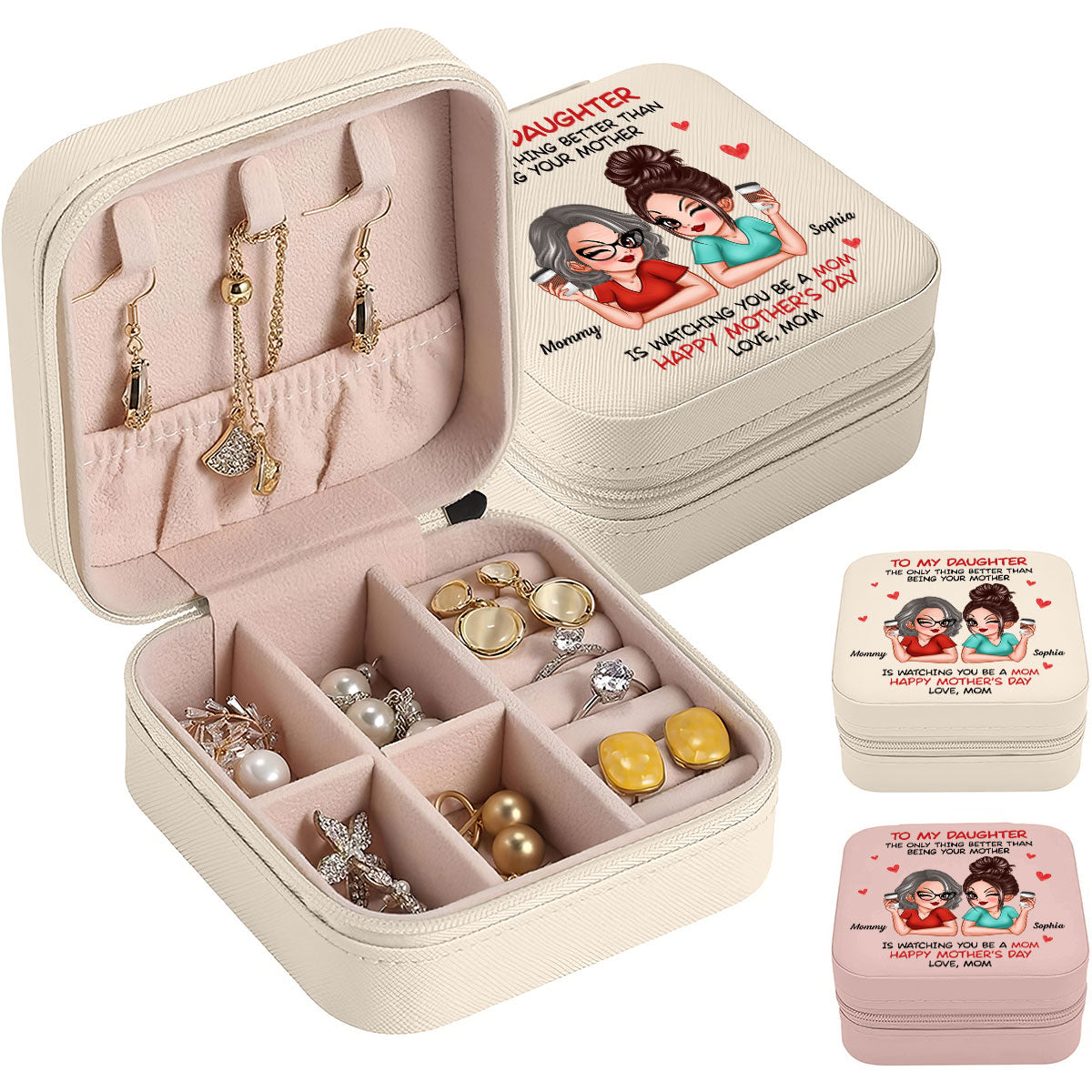 To My Daughter From Mom Happy Mother's Day Personalized Jewelry Box, Gift For Daughter