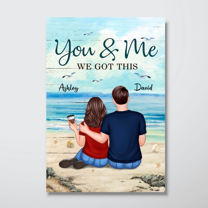 Embracing Couple Back View Personalized Vertical Poster