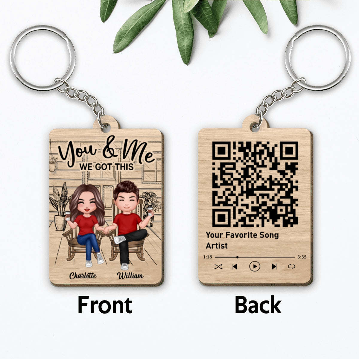 Couple We Got This Favorite Song Scannable QR Code Personalized Wooden Keychain