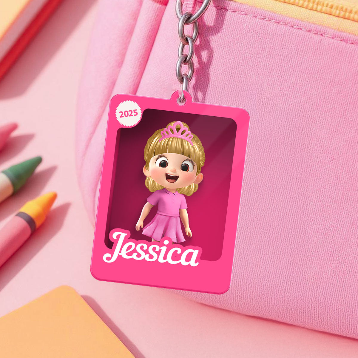 Personalized Name Tag for Backpack, 3D Effect Action Figure, Back To School Gift for Kids
