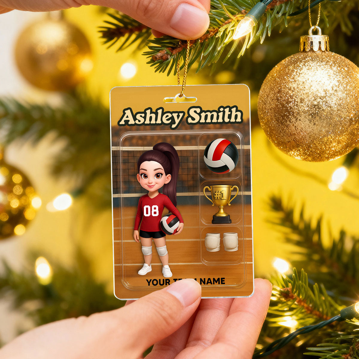 3D Effect Volleyball Player Custom Figure - Personalized Acrylic Ornament - Christmas Gift For Volleyball Players