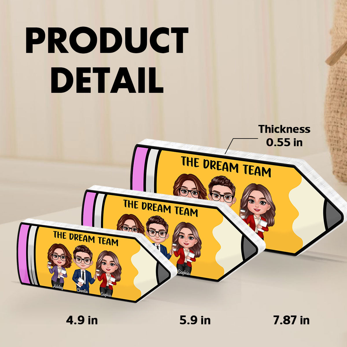 Doll Teacher Best Friends Colleagues Pencil Personalized Acrylic Block, Back To School Gift, Teacher Appreciation Gift