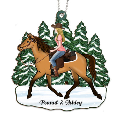 Girl Riding Horse Personalized Wooden Ornament