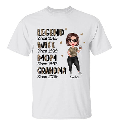 Half Leopard Doll Woman Standing Legend Wife Mom Grandma Personalized Shirt