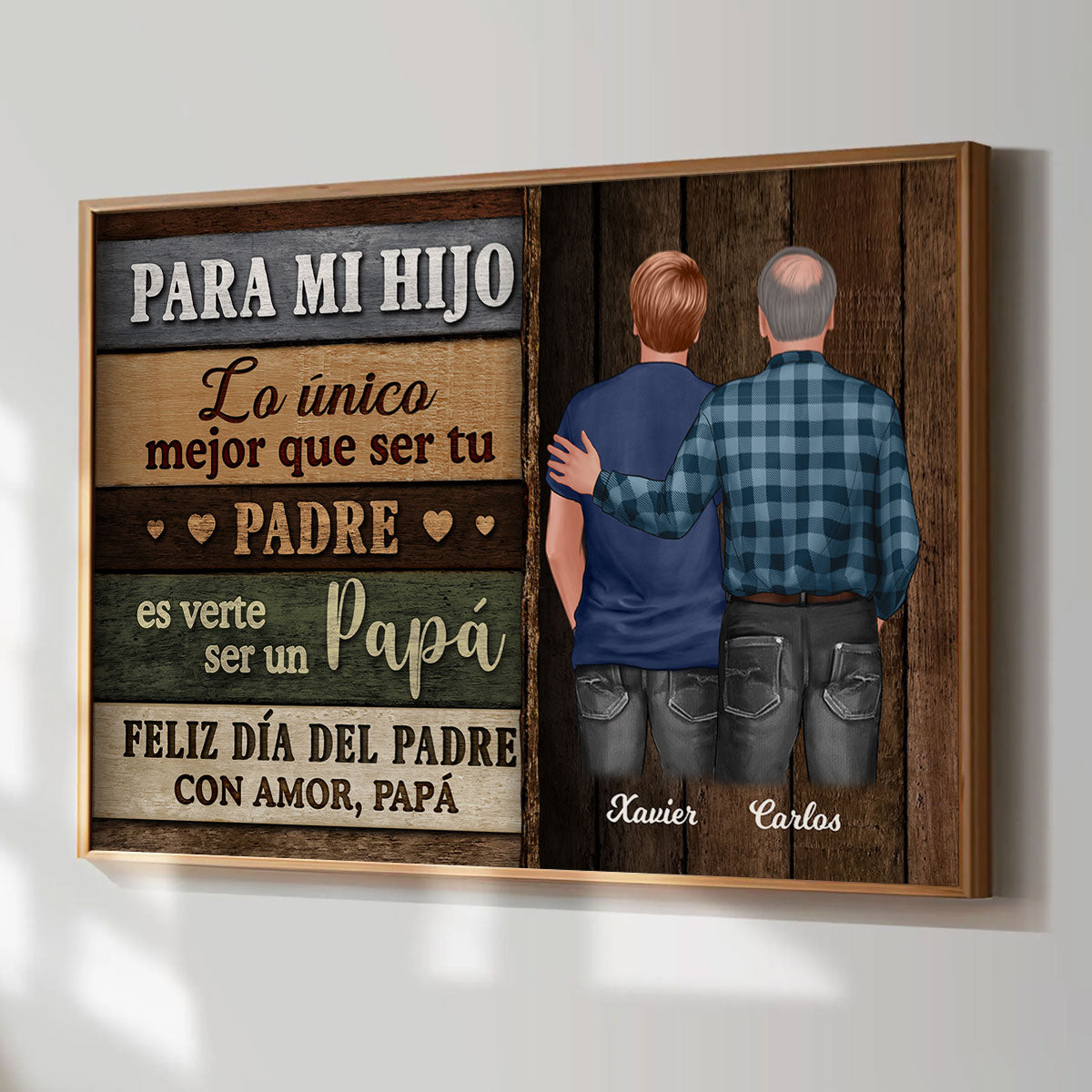 Colored Wood Pallets To My Son From Mom Happy Father's Day Spanish Personalized Poster