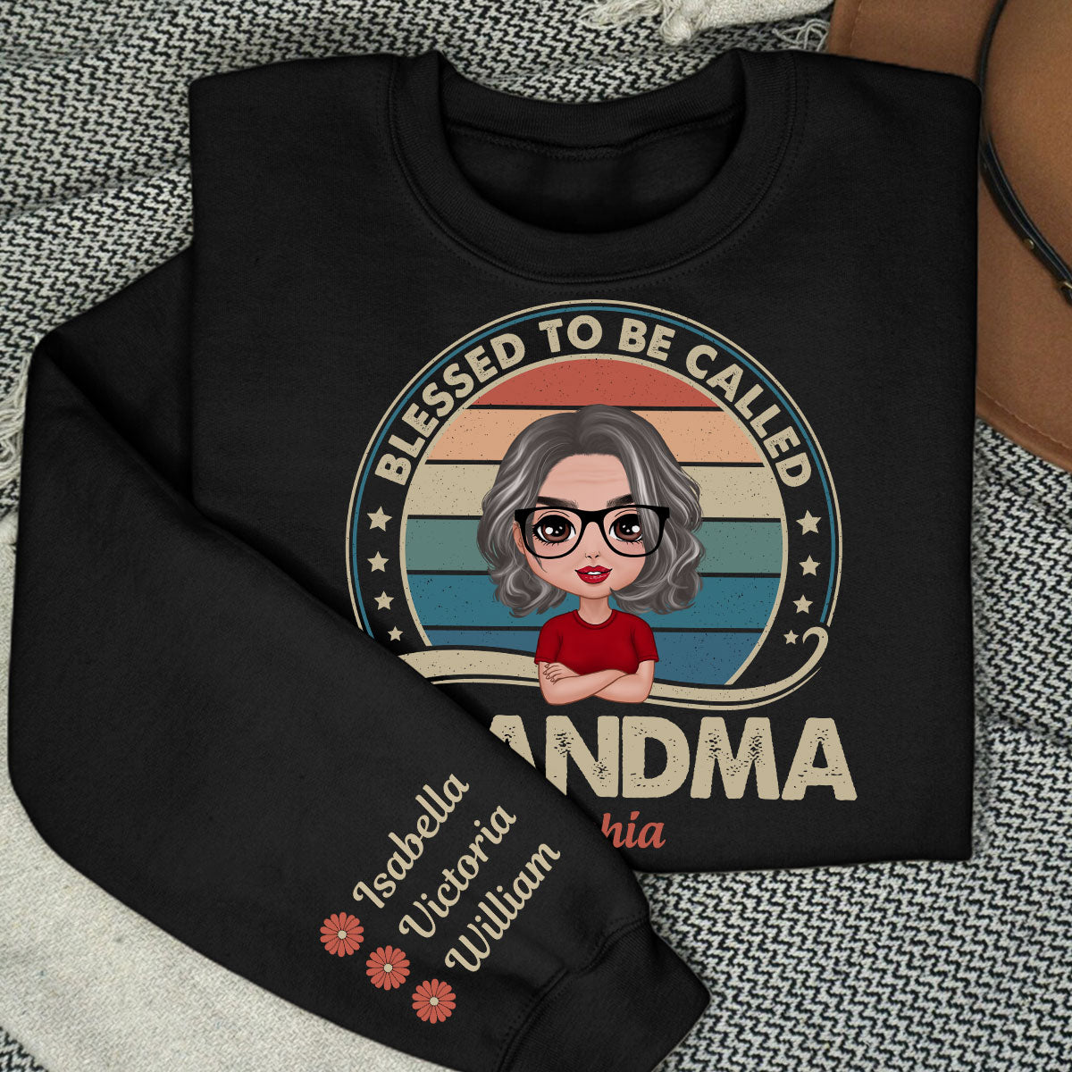 Retro Blessed To Be Called Grandma Personalized Sleeve Printed Sweatshirt