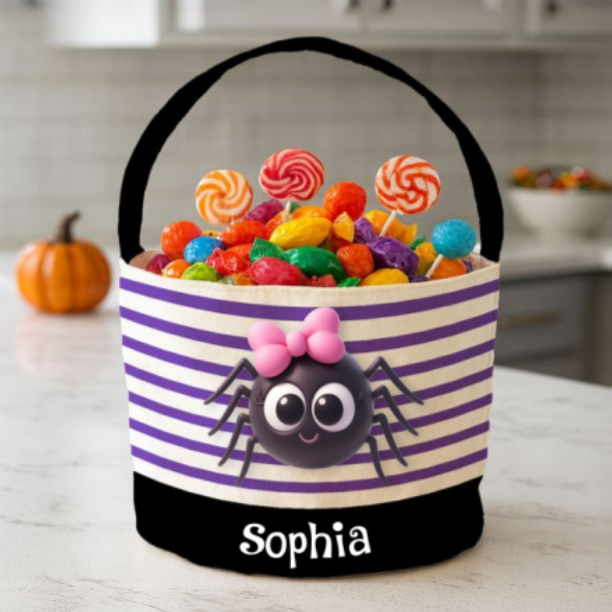 Halloween Cute Characters Personalized Trick or Treat Basket for Kids, Gift for Daughter, Son, Grandkids