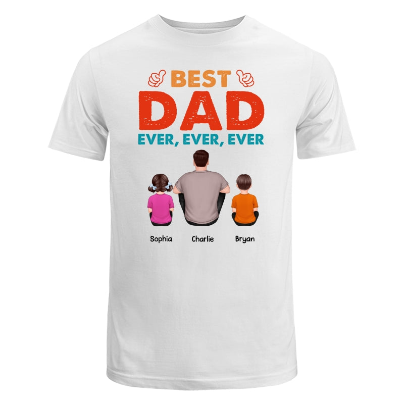 Retro Best Dad Ever Back View Man Sitting With Kids Dogs Cats Father‘s Day Gift Personalized Shirt