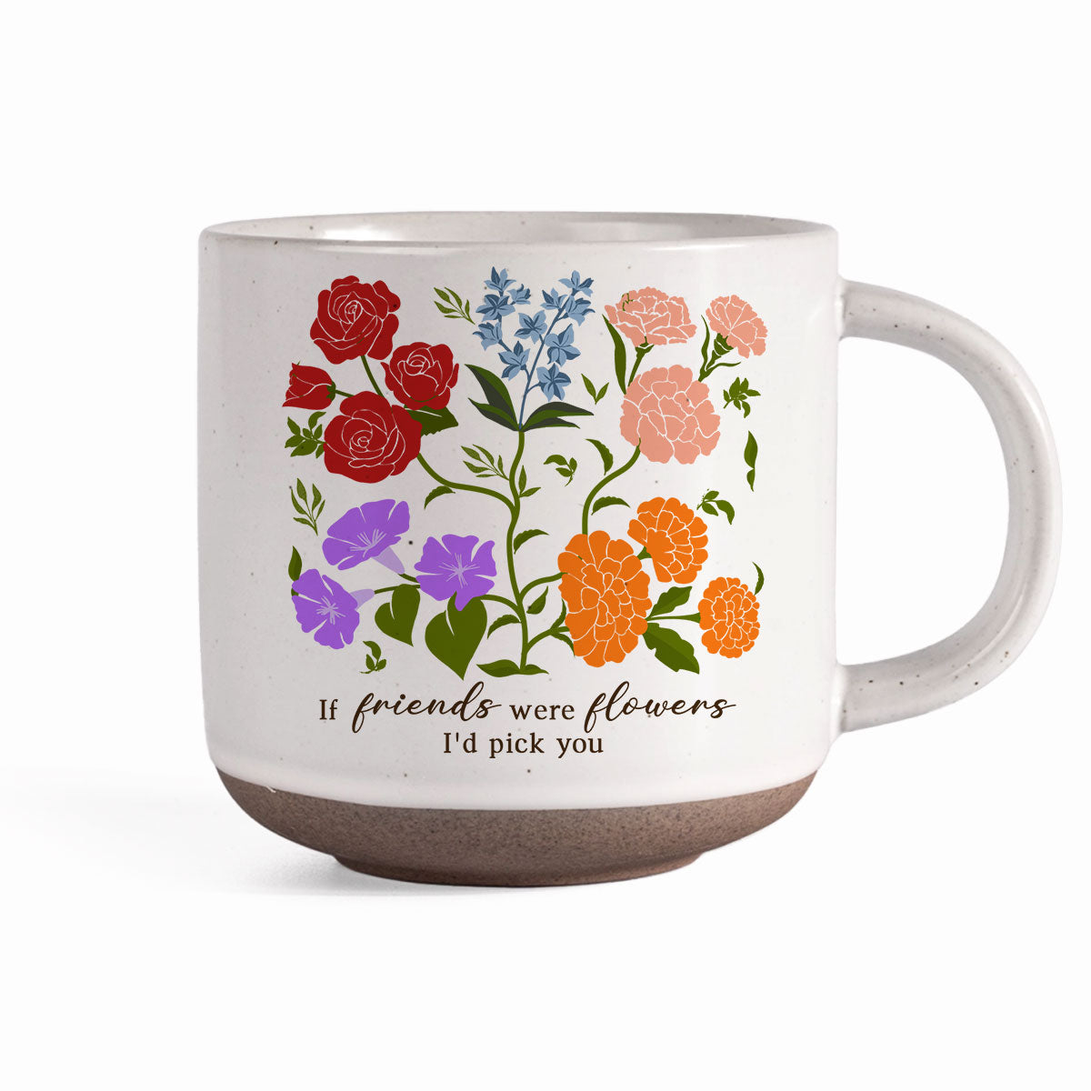Custom Sisters Besties Birth Flower Bouquet Artwork Minimalist Personalized Pottery Mug