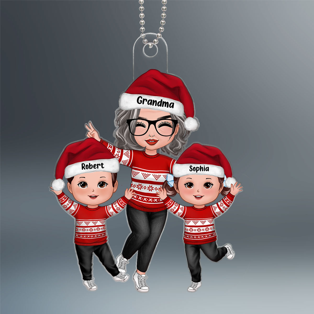 Happy Christmas Doll Grandma Grandkids Gift For Grandma Granddaughter Grandson Personalized Acrylic Ornament