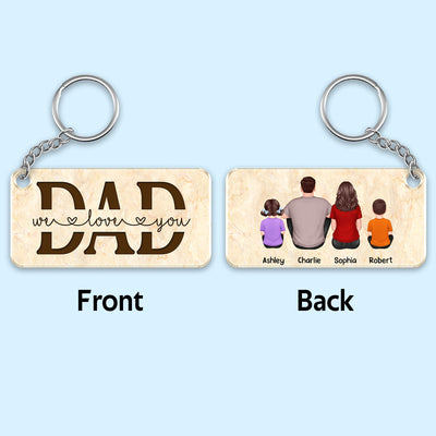 Best Dad Ever Back View Man Kids Dog Cat Personalized Acrylic Keychain