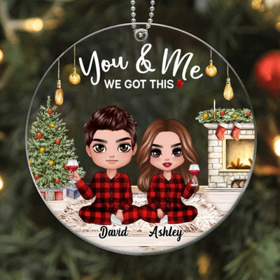Doll Couple Wearing Pajamas In House Personalized Acrylic Ornament
