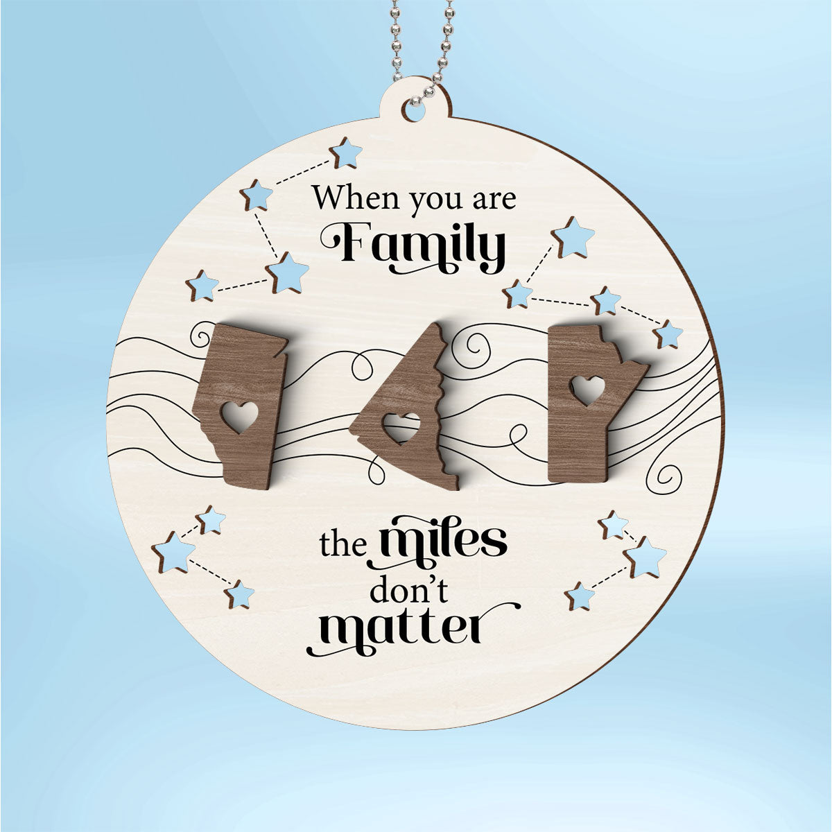 Canada Long Distance Family Friends Siblings Sisters Besties Personalized 2-Layered Wooden Ornament, Togetherness Christmas Gift