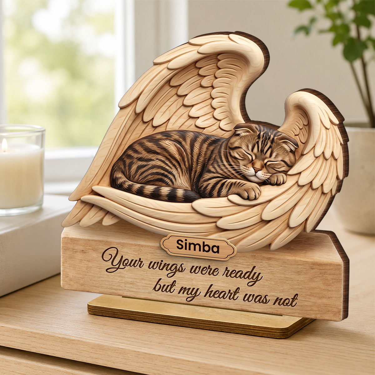 Cat Memorial I Loved You Your Whole Life - Personalized 2-Layered Wooden Plaque - Sympathy Pet Loss Gift