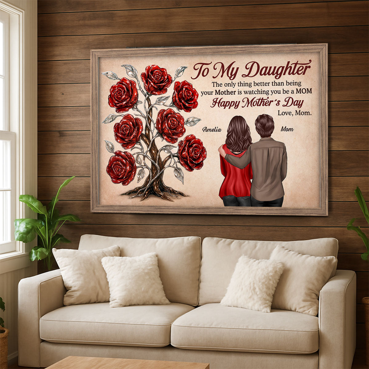 3D Effect Rose Tree To My Daughter From Mom Personalized Poster, Gift For Daughter