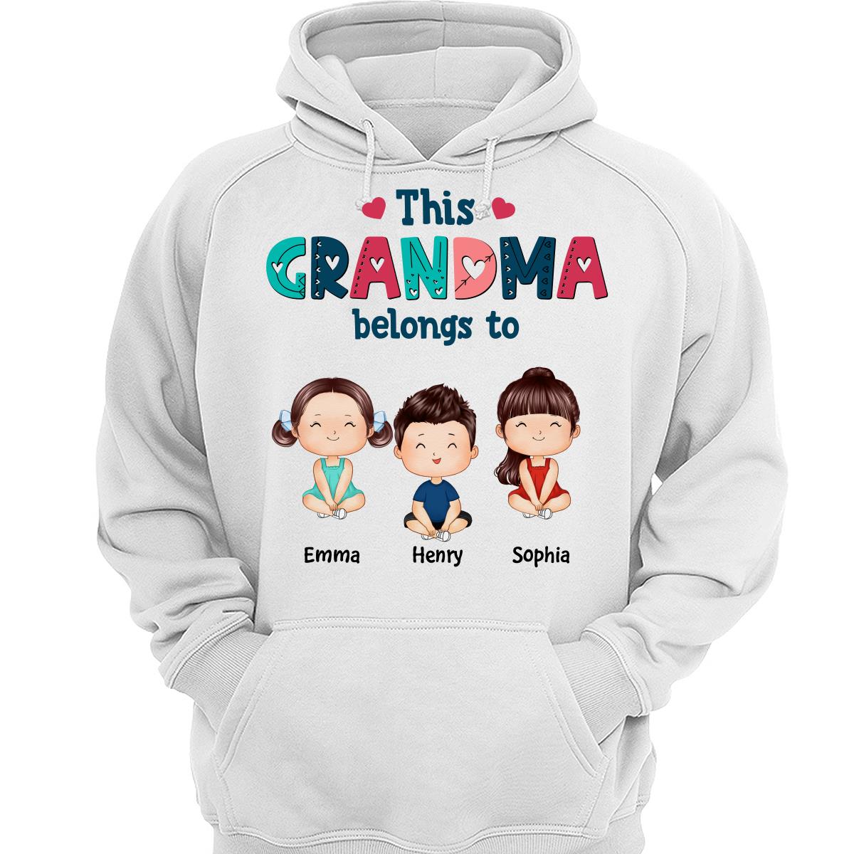 Doodle Pattern This Grandma Mom Belongs To Doll Kids Watercolor Style Personalized Shirt