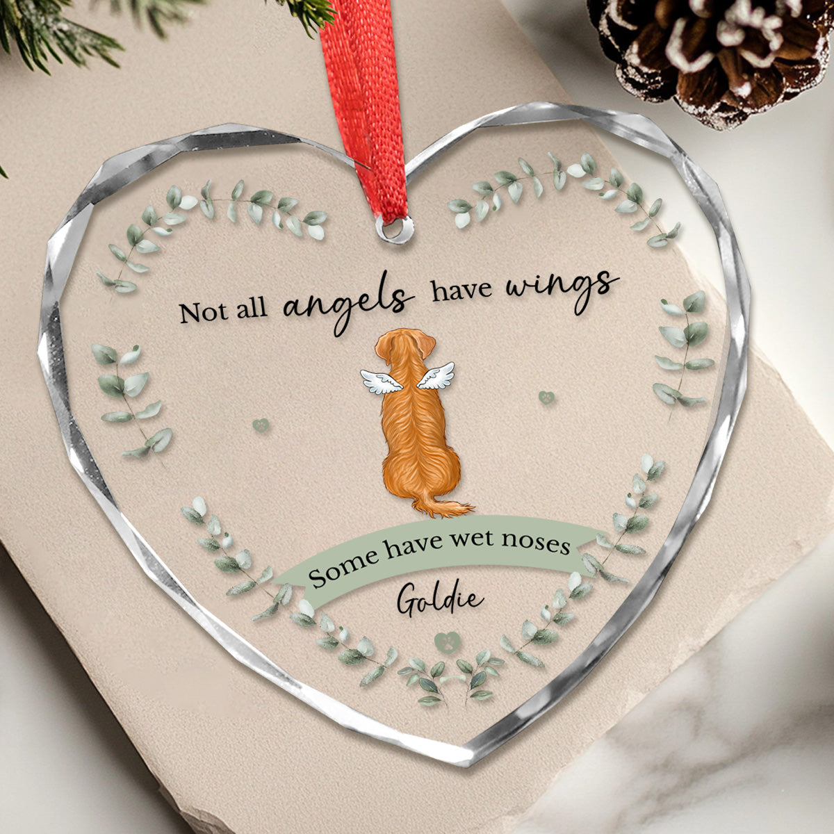Not All Angels Have Wings Dog Memorial - Personalized Glass Ornament - Christmas Sympathy Remembrance Keepsake