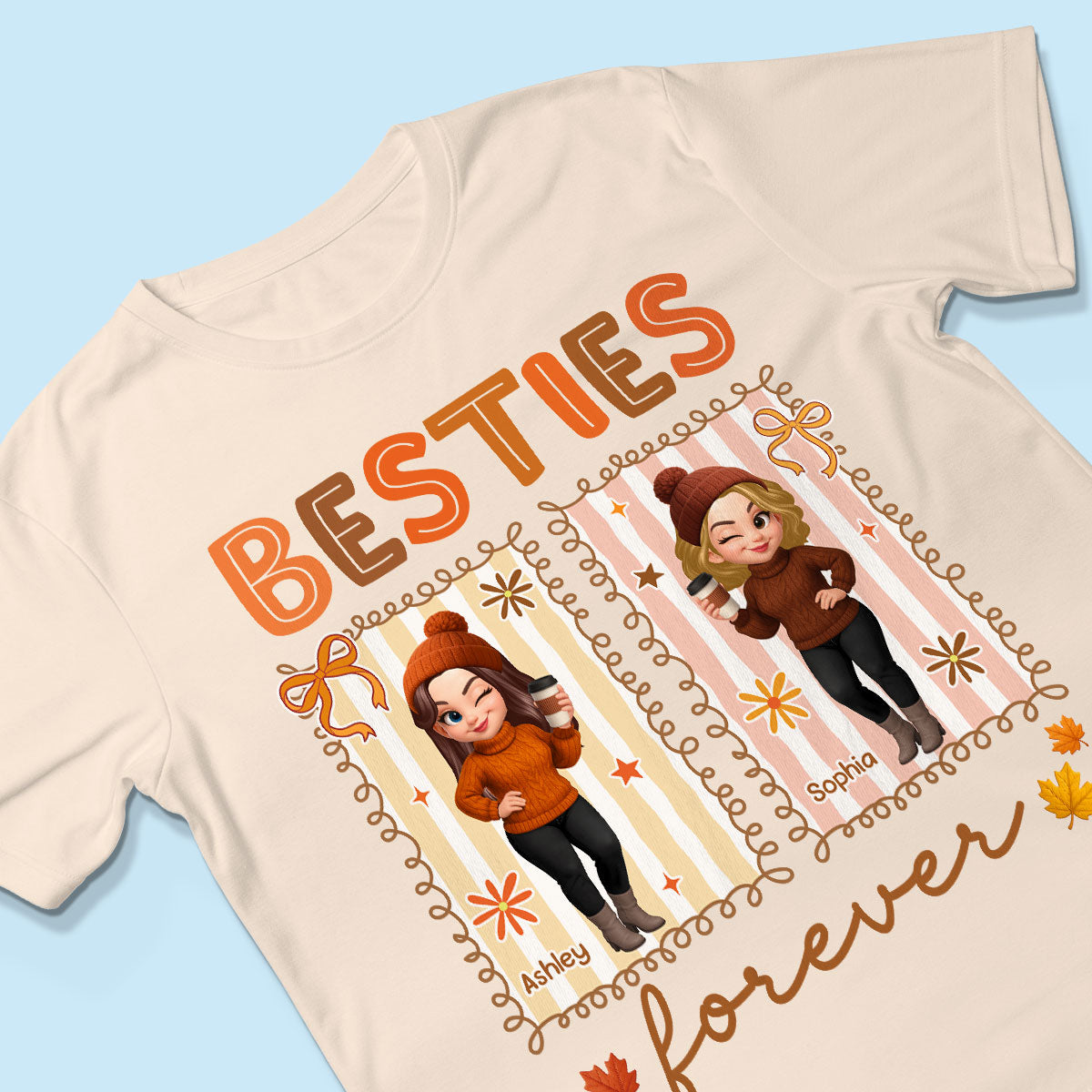 Besties Sisters Forever Fall Season Coquette Bow Personalized Sweatshirt