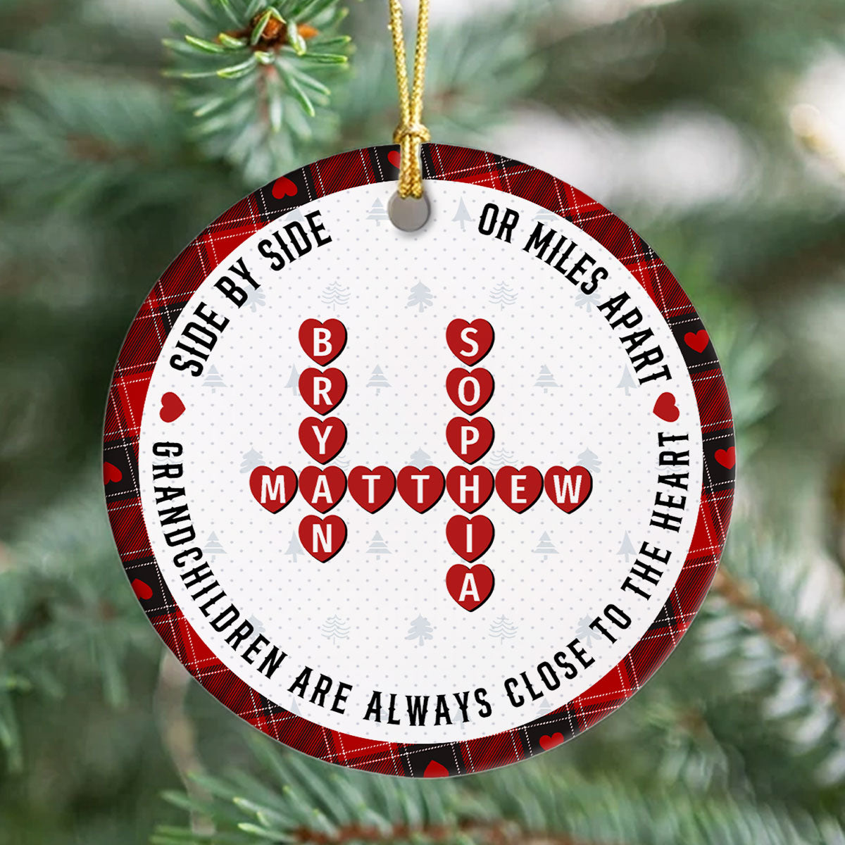 The Love Between A Grandma And Her Grandkids Is Forever, Crossword Puzzle Personalized Ceramic Ornament