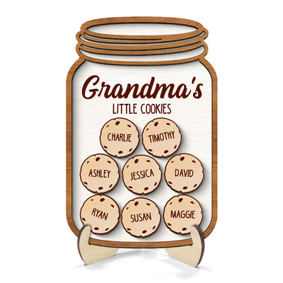 Grandma Mom Cookies Jar Gift Personalized 2-layer Wooden Plaque