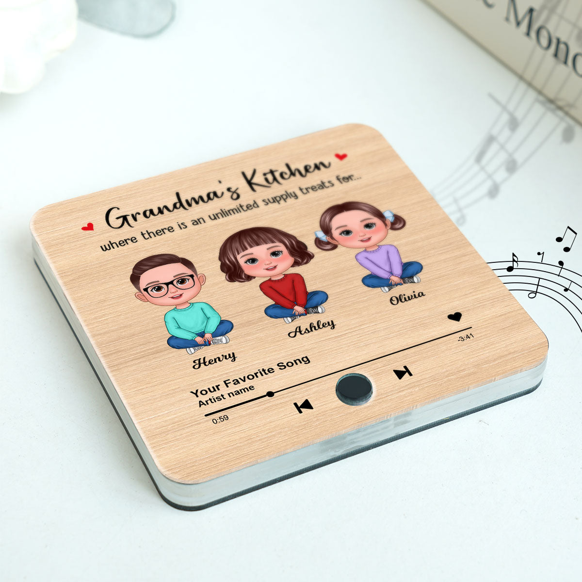 Grandma's Kitchen Where There Is An Unlimited Supply Treats for Grandkids, Personalized Music Fridge Magnet, Heartfelt Gift, Birthday Gift for Grandma