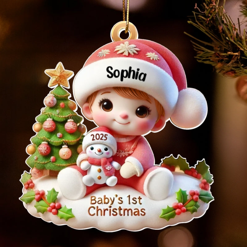 Precious Moments Baby’s First Christmas Dated 2025 Acrylic Ornament, Lovely Keepsake to Celebrate Baby's First Christmas, Christmas Decor For Newborns