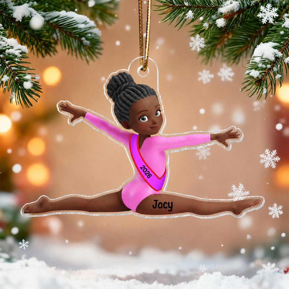 3D Effect Gymnastic Girl Front Split Pose - Personalized Acrylic Ornament - Gymnast Gift For Daughter, Granddaughter