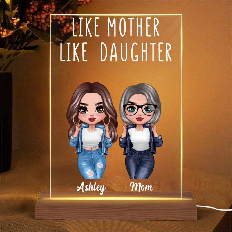 Like Mother Like Daughter Cool Doll Personalized Acrylic LED Night Light