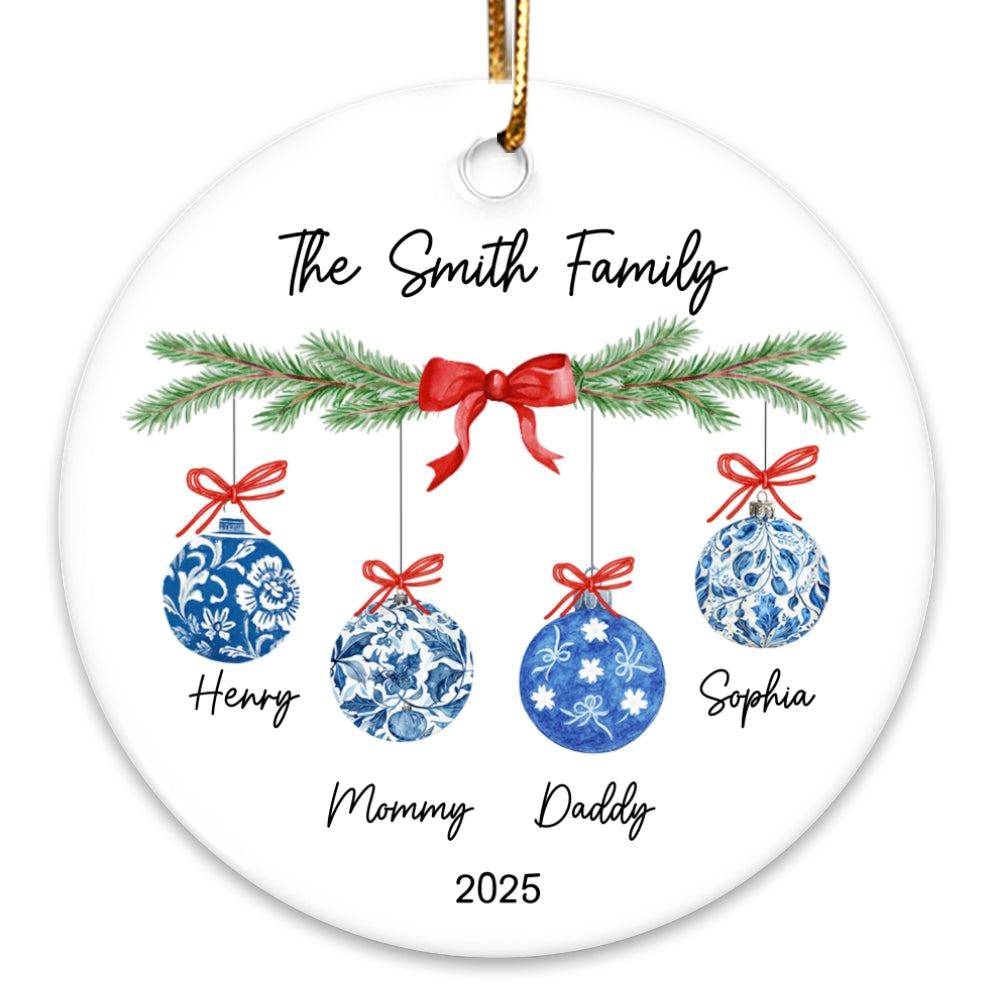 Family Chinoiserie Christmas Ornaments - Personalized Ceramic Ornament - Christmas Gift for Family