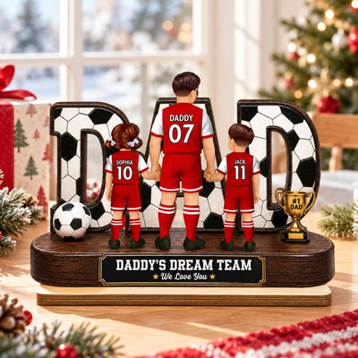 Soccer Dad Legend We Scored The Best Dad Back View - Personalized 2-Layered Wooden Plaque - Christmas Gift For Dad, Husband, Soccer Lovers
