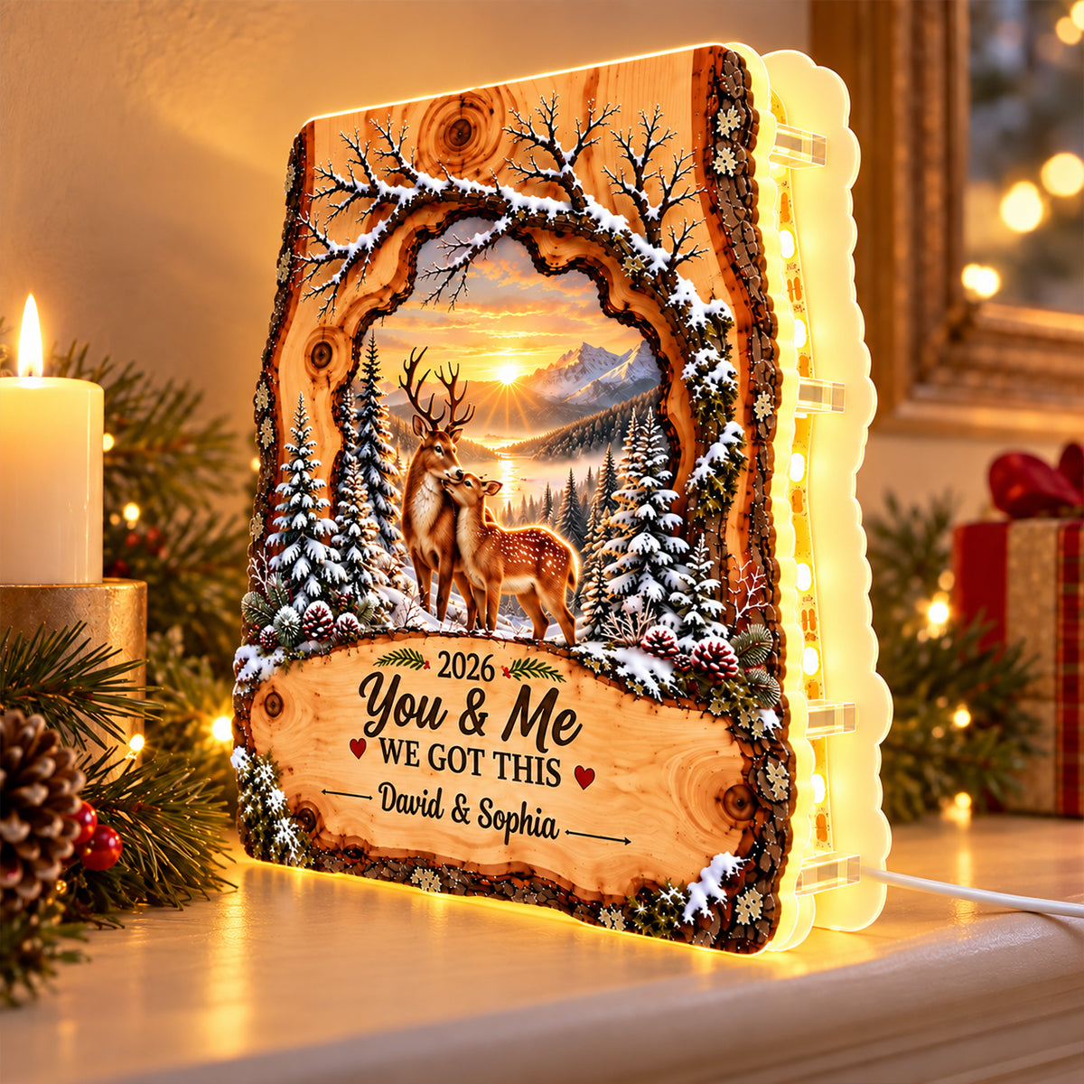 Deer Couple We Got This - Personalized Light Box - Heartfelt Christmas Gift for Her, for Him